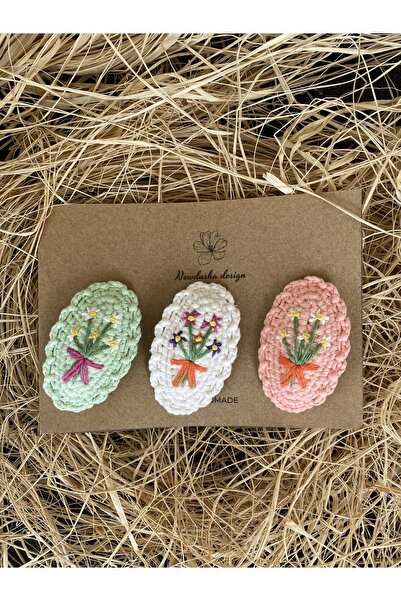 Nevdusha Design Flower Embroidered Colorful Knitted Snaps Girl's Buckle