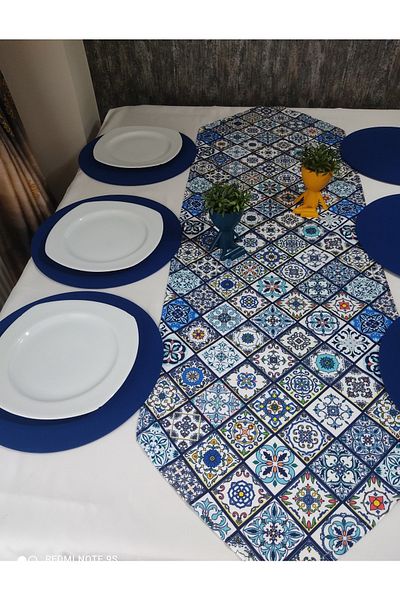 Premier American&service marmura albastra gini model runner 6 bucati farfurie albastra mdf design set