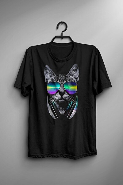 Machetta Μπλουζάκι Unisex Black Cat Model Graphic Printed Oversize
