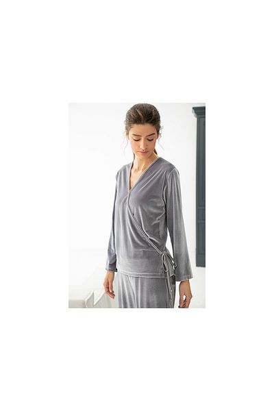 English Home Set pijamale pentru femei Velvet Touch din catifea gri
