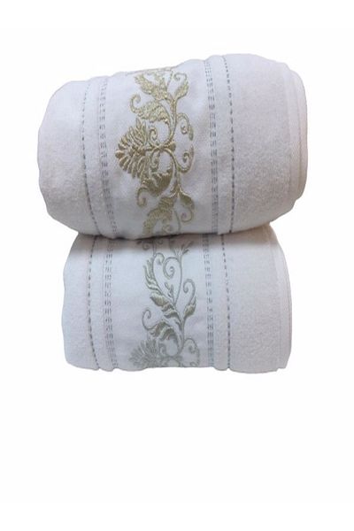 galaksihome Seda Embroidered Set of 2 Hand and Face Towels