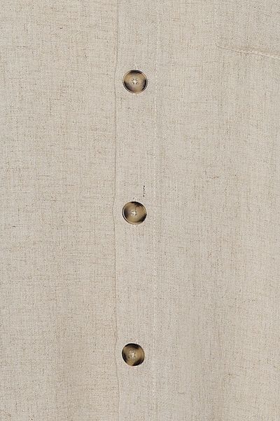 XHAN Beige Buttoned Oversize Linen Shirt with Pockets 2yxe2-45929-25