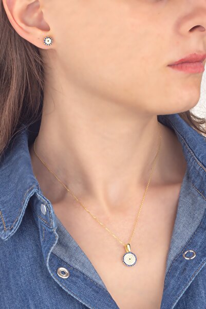 Miavi Silver 925 Ayar Gümüş Nazar Kolye Küpe Set
