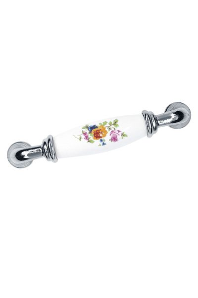 Porcellana Perla Porcelain Handle Cabinet Drawer Kitchen Furniture Handles-handle Ruby 96mm-white-silver-metal Leg-stk1545
