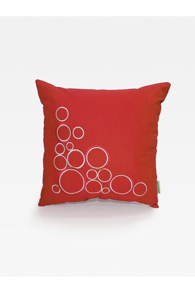 Tanem Home Вишитий візерунок з кільцями на бавовняній тканині 42x42 см, червоний чохол для подушки