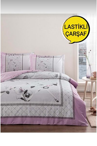 Özdilek Double Duvet Cover Set (Elastic Sheets) Camellia Gray