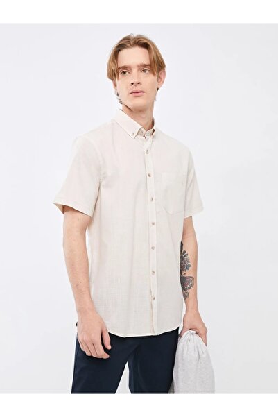 LC Waikiki Ανδρικό πουκάμισο με κοντό μανίκι Ποπλίνα Basic Regular Fit S29566z8