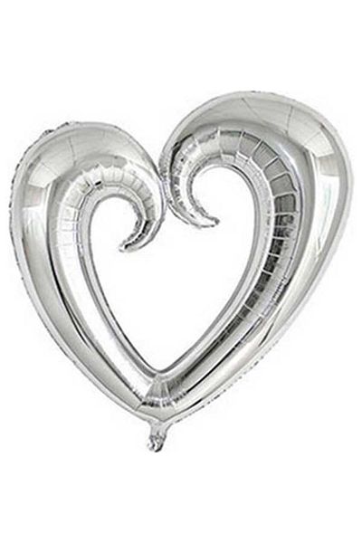 Partioutlet Heart Balloon Foil Hollow Silver Color
