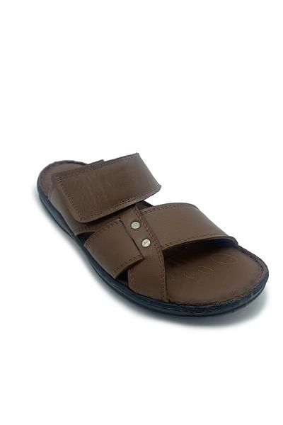 FELLUCE 006 1040 Velcro Leather Daily Slippers Tan