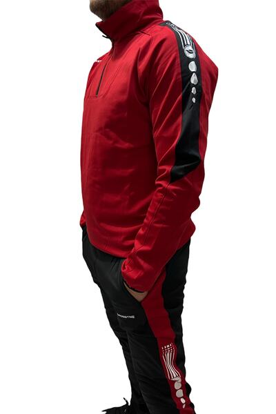 CROSTİME Erkek Antrenman Eşofman Takımı Dalgıç Kumaş Dar Paça Kırmızı