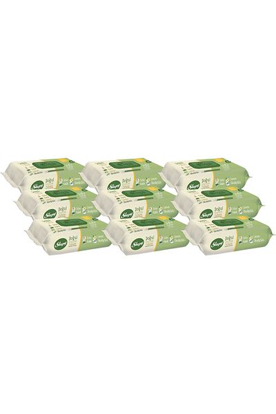 Sleepy Wet Towel Wipe Natural Organic Cotton 50 Sheets with Plastic Lid 9x50 450 Sheets