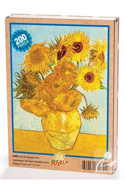 King Of Puzzle Twelve Sunflower in One Vase / Vincent Van Gogh Wooden Puzzle 204 Pieces (kr02-cc)