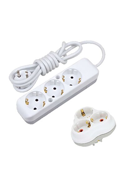 Nilson 1,5 Metre Topraklı Grup Priz Beyaz 3'lü Beyaz