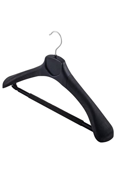 Genel Markalar Geniş Omuzlu Siyah Plastik Süngerli Askı, 10'lu paket