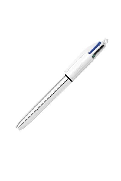 Bic 4 Colors Shine Metalik Gri Gövdeli Tükenmez Kalem 4 Renk