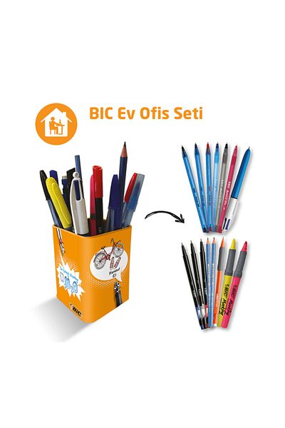 Bic مجموعة أقلام معدنية للمكتب المنزلي مكونة من 16 قطعة مع حامل قلم