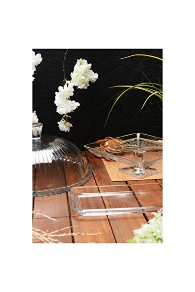 Paşabahçe Patisserie Madlen Cake Serving Presentation Plate Set 3 Piece Cake Set