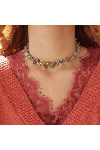 Handmade By HLY قلادة مصنوعة يدويًا من الحجر الطبيعي المكسور