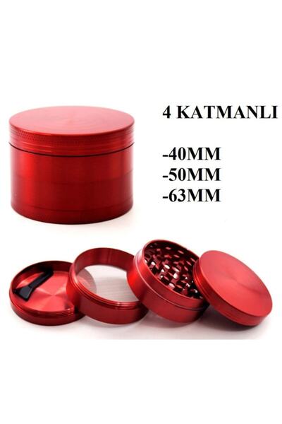 EFOTECH 63 Mm 4 Katlı Mini Grinder Herbal Baharat Öğütücü Parçalayıcı Paslanmaz Çelik Mıklatıslı - Kırmızı