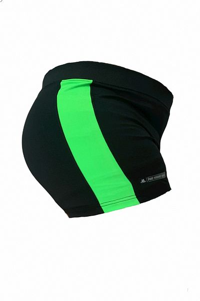Fs Boy's Black Neon Green Segmented Boxer Swimmer Sea Pool Beach Swimsuit