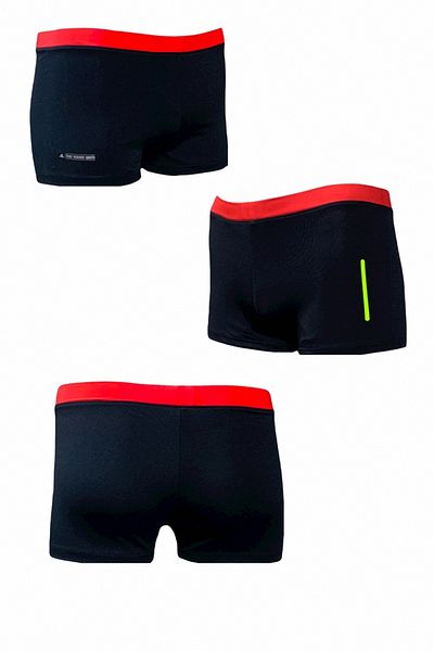 Fs Boy's Black Red Neon Yellow Printed Boxer Swimmer Sea Pool Beach Swimsuit