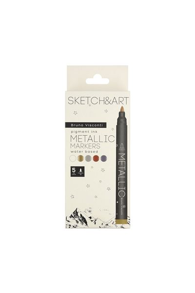 Bruno Visconti Sketch & Art Metallic Color Water Based Marker 5 Pieces
