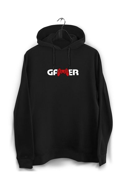 YEACHY Unisex Μαύρο φούτερ με στάμπα Gamer