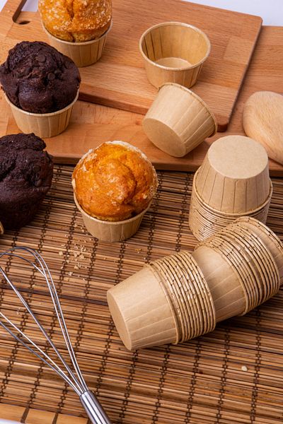 Huzur Party Store Kraft Cake Mold 50 Pieces Milk Brown Color 7x3.5 Cm Muffin Mold Cupcake Capsule
