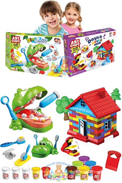 Fırsat Oyuncak مجموعة عجين بيت العجين دينو مجموعة عجين طبيب الأسنان 880 جرام