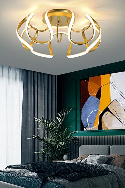 NOONLUX DESIGN&LIGHTING Led Modern Avize Eskitme Sarı Kasa Gün Işıgı