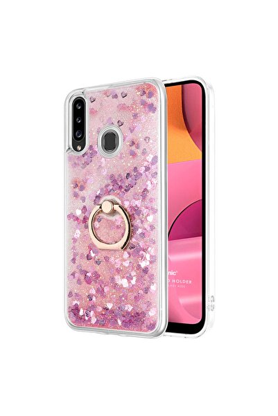 Microsonic Samsung Galaxy A20s Kılıf Glitter Liquid Holder Pembe