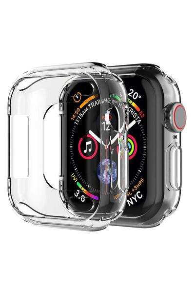 Microsonic Apple Watch SE 2022 44mm Kılıf 360 Full Round Soft Silicone Şeffaf...