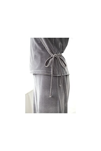 English Home Velvet Touch Kadife Kadın Pijama Takımı Gri