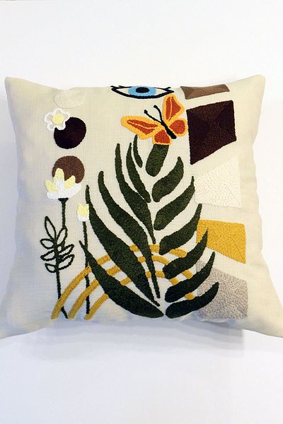 Monchi Abstract Minimalist Shapes No.06-2 Punch Throw Pillow Cover 100% Handmade