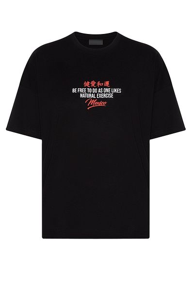 XHAN Black Back Printed T-Shirt 2Yxe2-45944-02