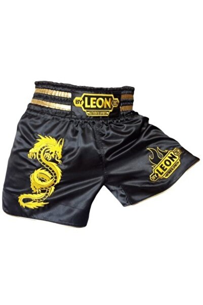By Leon 1982 Unisex Siyah Leon Dragon Muay Thai Ve Kick Boks Şortu