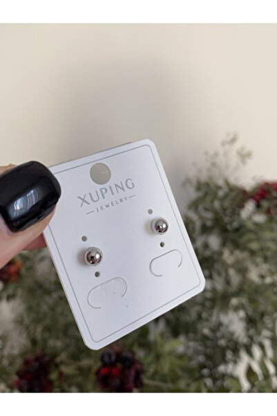 xUPING Çelik Metal Gümüş Renk Top Küpe