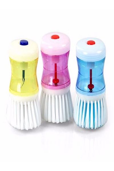qosrix Dish Brush with Detergent Chamber Stain Remover Long Lasting Meticulous Dish Brush