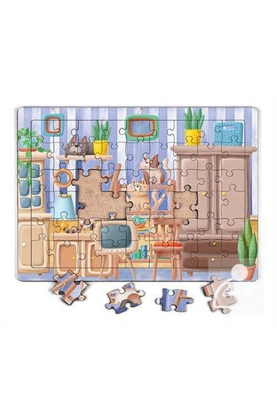 King Of Puzzle بازل خشبي لطيف 54 قطعة (life-23)