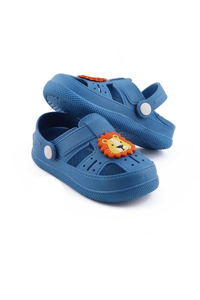 Daye Unisex Παιδικές Αντιολισθητικές Παντόφλες Βενζίνης Navy Blue Animal Figured