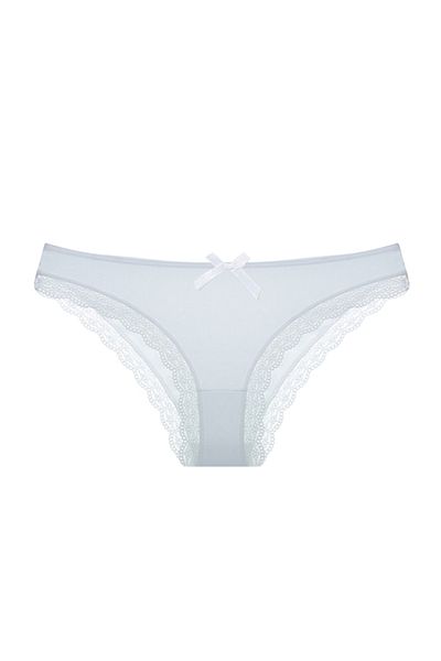 Alışveriş Meydanı Chiloți albi din bumbac pieptănat din lycra cu dantelă
