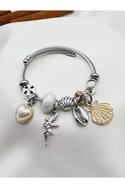 Steel Shell Charm Bracelet