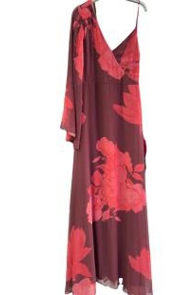 1Moda1Tarz Rochie de seară din tul cu mâneci căptușite cu flori cu un singur ...