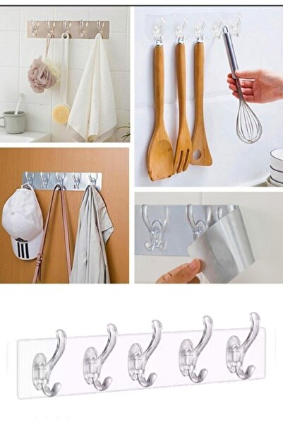 Özasya AVM Tek Parça Kendinden Yapışkanlı 5 Kancalı Askı