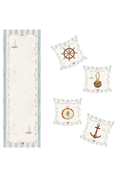 Sister Home Design Marine Model 4-Piece Throw Pillow Cover and Runner Set No:307