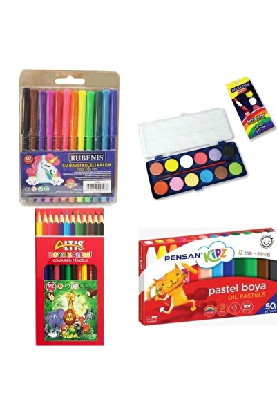 SEYFİKİRTASİYE مجموعة طلاء قرطاسية اقتصادية - ألوان الباستيل والماء واللباد و...