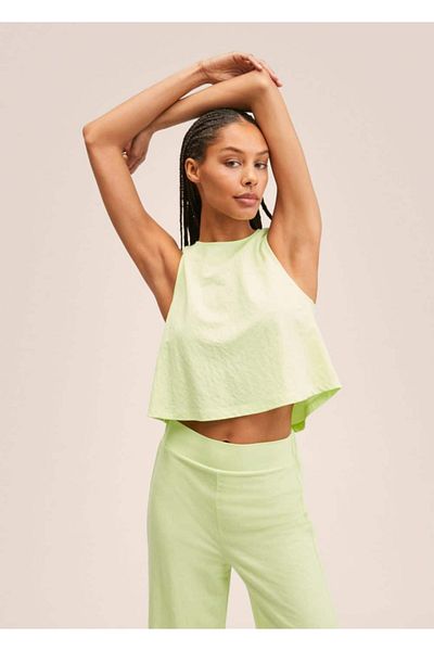 MANGO Woman Splývavý Crop Top