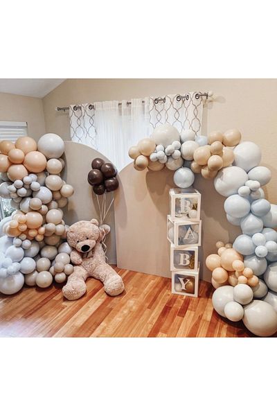 Çemrek Süs Parti Retro Storm Blue Skin Sea Sand Balloon Chain-100 Pieces Balloon Chain and Pump Balloon Set