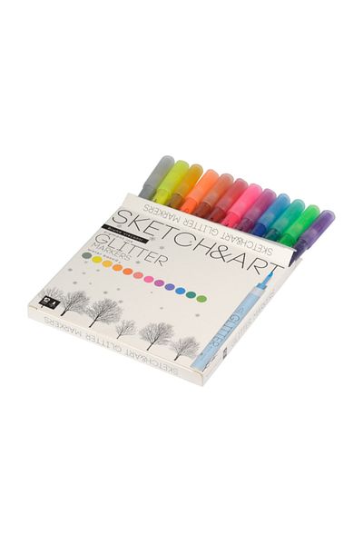 Bruno Visconti Sketch & Art 12-Piece Glitter Water Based Marker Pen