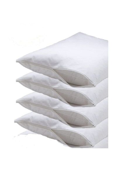 Madame Clean Home 4 bucăți alb 100% bumbac husă de pernă cu fermoar - 50x70 cm